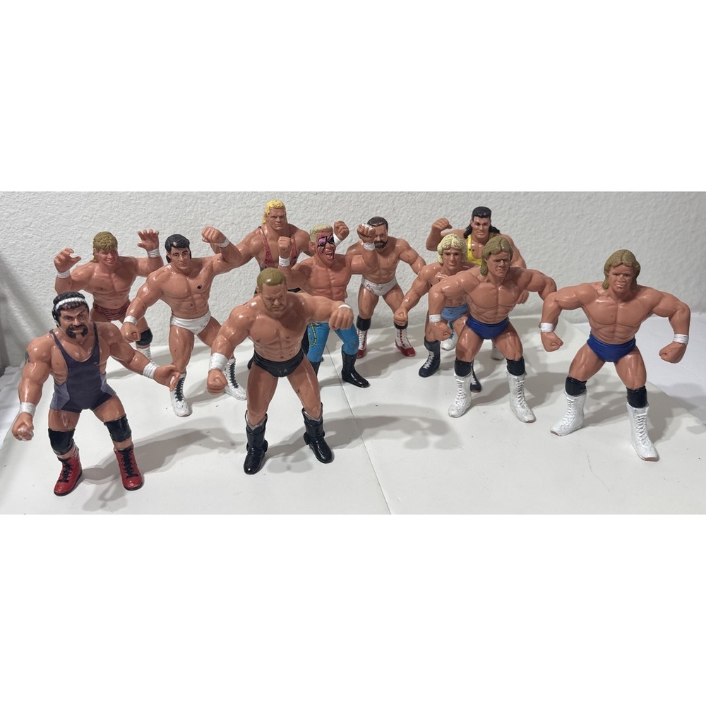 WWF & WCW Vtg 1990 GALOOB Sports 5" Wrestling Action Figures Rare Find LOT 11 pc